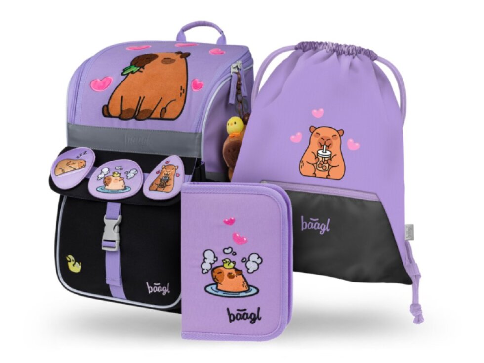 BAAGL SET 3 Zippy Kapybara: aktovka, penál, sáček