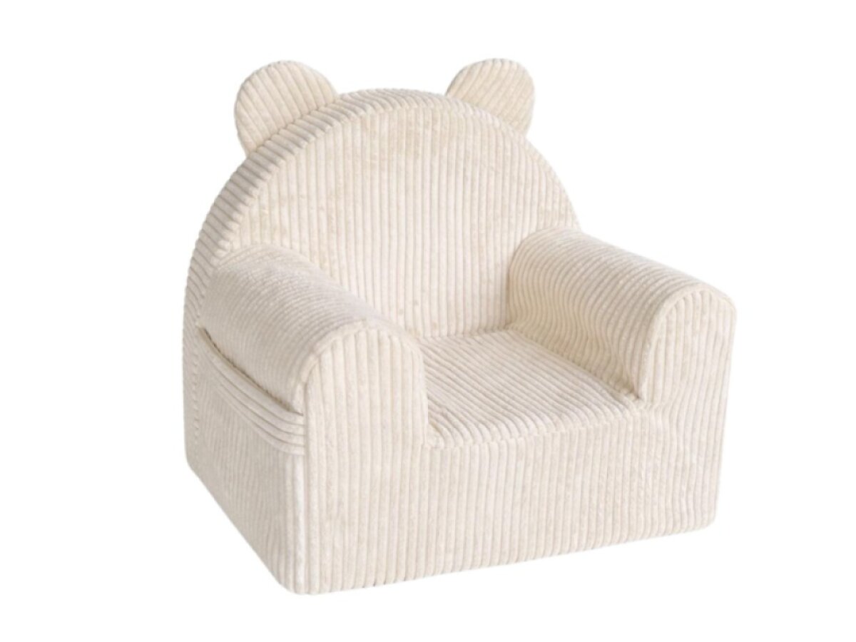 Kindersessel aus Cord mit Öhrchen - beige