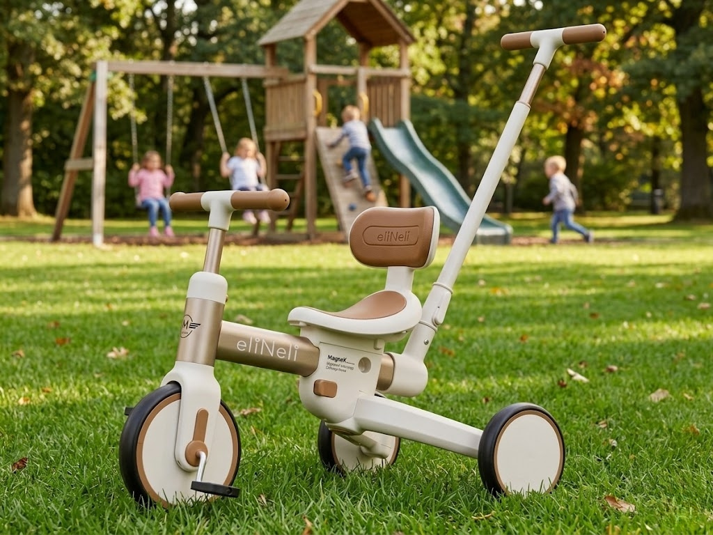 Kinder-Dreirad mit Schubstange 4in1