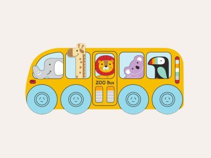 Dřevěný autobus ZOO doplněk ke kuličkové dráze XL