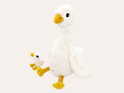 Jebongou weiße Plüschgans - Mama und Baby