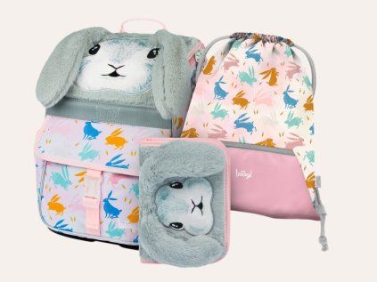 Baagl Schulranzen Zippy Bunny | Set 3 Teilig, Schulranzen , Turnbeutel & Mäppchen