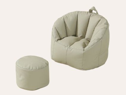 Kindersessel Muschel mit Fußhocker – Beige