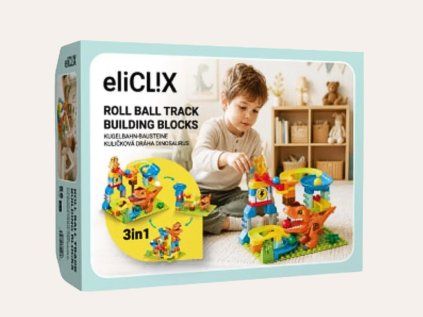 eliClix Kugelbahn 3-in-1 Dinosaurier mit 56 Teilen