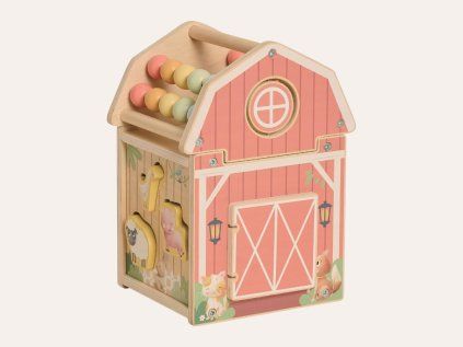 Activity-Häuschen Bauernhof aus Holz mit verschiedenen Spielelementen