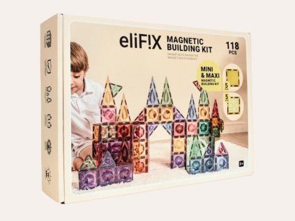EliFix Magnetbaukasten Pastell mit 118 Teilen und Verbindungsbausteinen