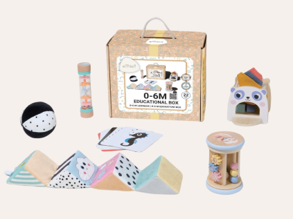 Montessori-Lernbox für Babys von 0 bis 6 Monaten mit altersgerechtem Spielzeug