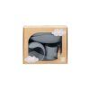 MoMi AMI - Kindergeschirr Set Silikon | Essensset für Kinder – Holz - BPA-frei - grau