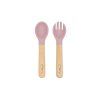 Momi AMI - Kindergeschirr Set Silikon | Essensset für Kinder – Holz - BPA-frei - Rosa