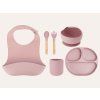 Momi AMI - Kindergeschirr Set Silikon | Essensset für Kinder – Holz - BPA-frei - Rosa