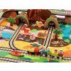 Spielmatte mit Dinosauriern Palmen Vulkanen und Eisenbahn