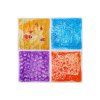 Vier bunte Gel-Sensorikmatten mit glitzernder Flüssigkeit